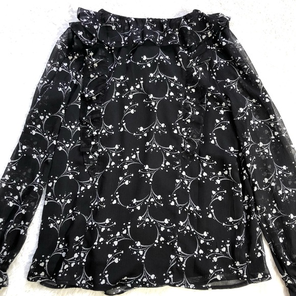 Loft Heart Ruffle Tie Neck Blouse - Picture 3 of 12